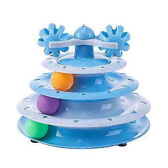 2025 4 Niveaus Katten Speelgoed Toren Tracks Kat Interactief Speelgoed Intelligentie Training Amusement Plaat Toren Huisdier Producten Kat Tunnel Blauw