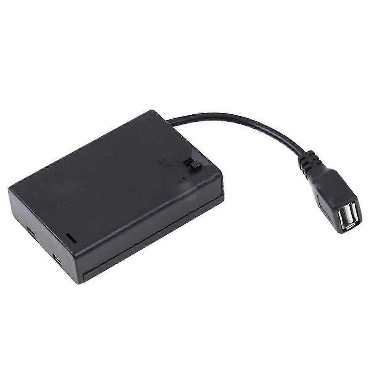 3XAA Battery Case with Cover and Switch Connected to USB Female Connector USB Female Socket Battery