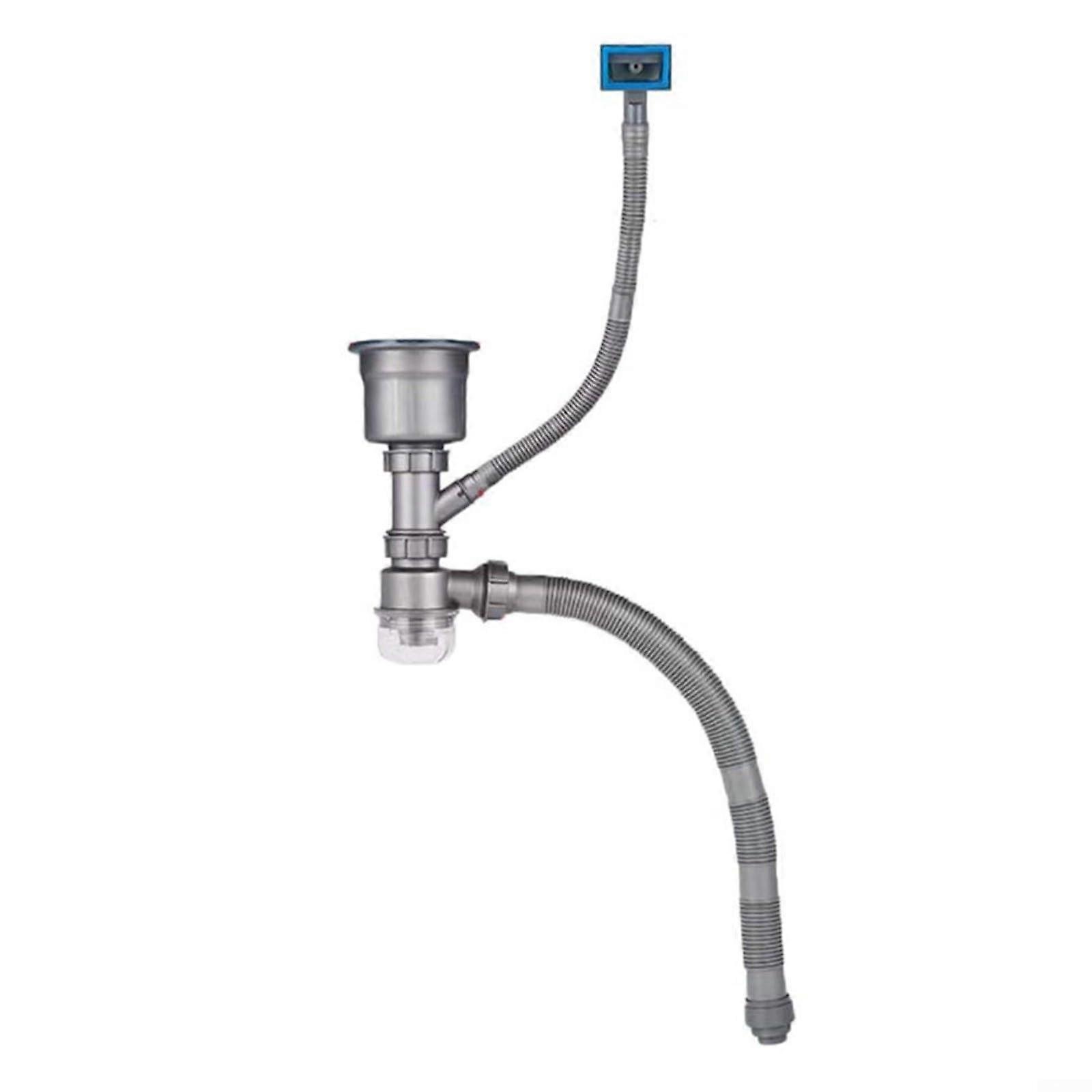 Waste pipe set, siphon kitchen sink, siphon, drain set for kitchen sinks: fast flow, odourproof and flexible design