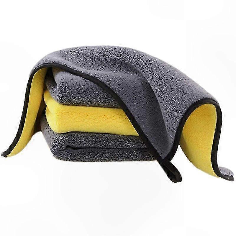 Ultra Thick Microfiber Towels, 4-Pack Double Layer Plush Drying Cloths for Home and Professional Use