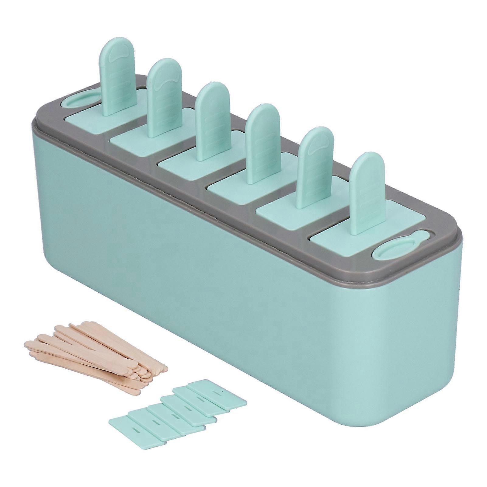 6-Cavity Ice Mold Tray for Homemade Ice Cream Maker with Handle Lid for Home and Office in Summer