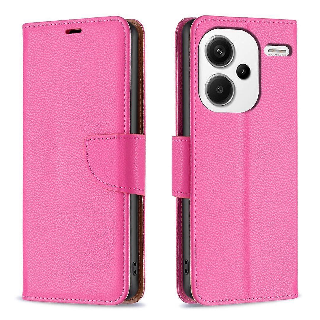 For Xiaomi Redmi Note 13 Pro+ 5G Wallet Case PU Leather Litchi Texture Flip Phone Cover - Rose