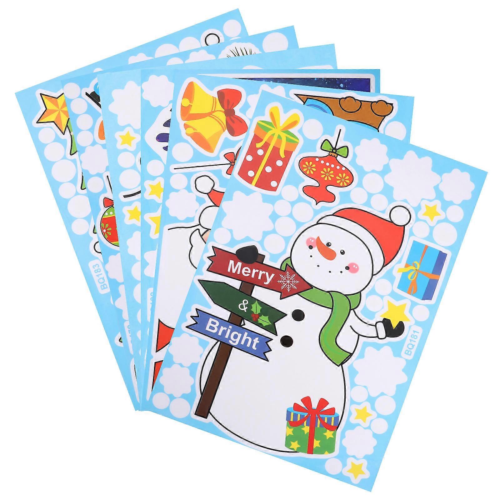 Xmas Window Stickers Decorative Pvc for Home Decoration Removable 6sheets