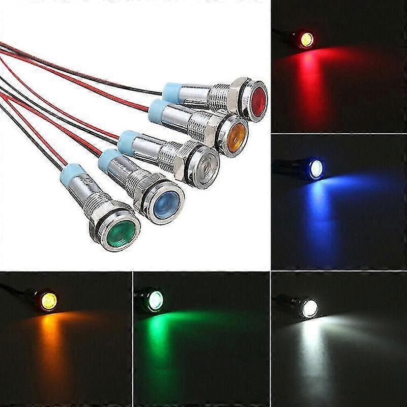 5x Car Boat 12v-24v 6mm LED Indicator Light - Dashboard Panel Warning Lamp