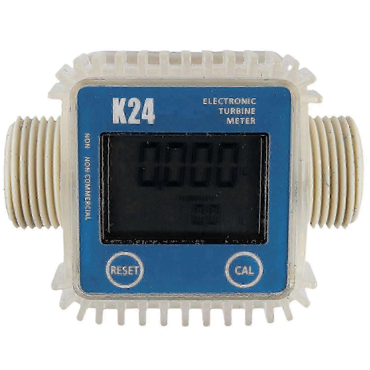 1 Pcs Digital Fuel Flow Meter with LCD Display for Chemicals & Water, Compatible with K24 Turbine