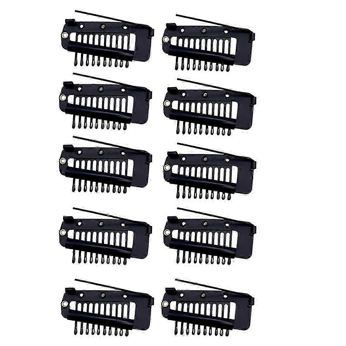 Pack of 10 Strong Chunni Clips with Safety Pin, Easy to Use with Dupatta, Hijab & Tikka Setting Black