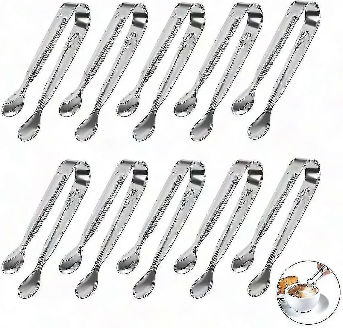 مجموعة ملقط سكر من الفولاذ المقاوم للصدأ مكونة من 10 قطع ، ملقط مكعبات الثلج للحلويات ، الحلوى ، السلطة ، خدمة السباغيتي ، استخدام حفل الزفاف