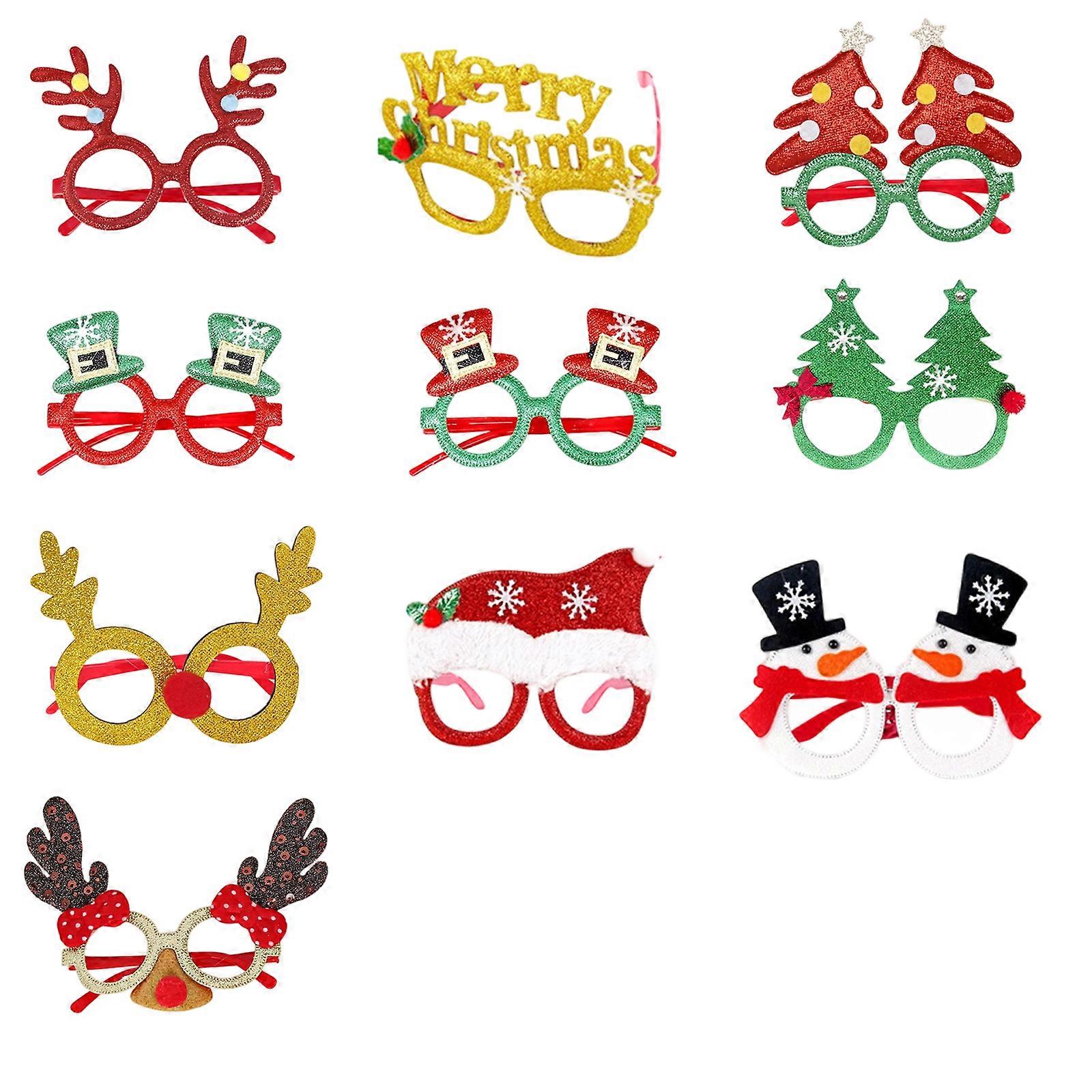 Christmas Decorative Plastic Frame Eyeglasses Set For Holiday Parties And Family Gatherings With Lightweight Design Multicolor
