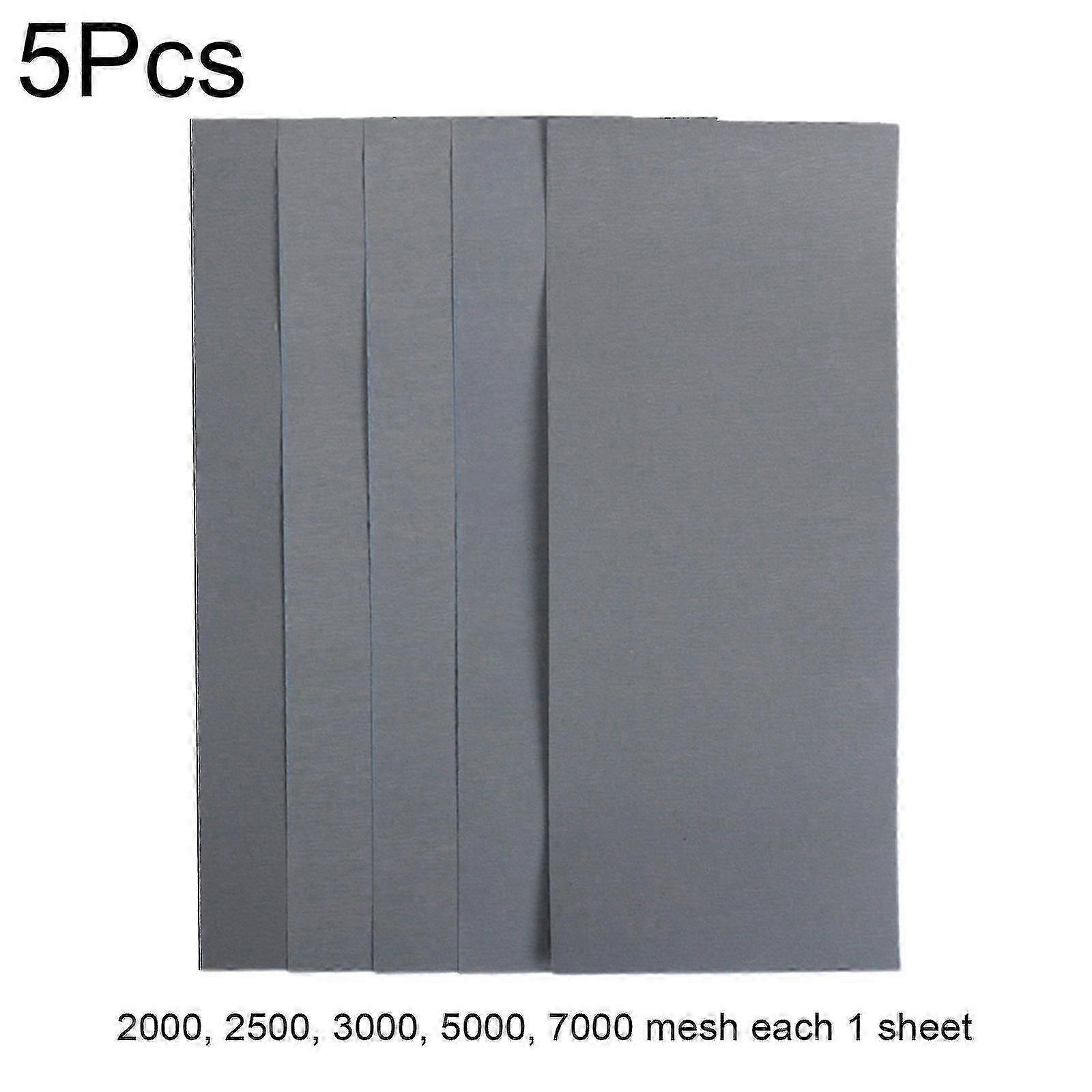 Multi-grit sandpaper sheets 5x 2000 2500 3000 5000 7000 for woodworking and metal