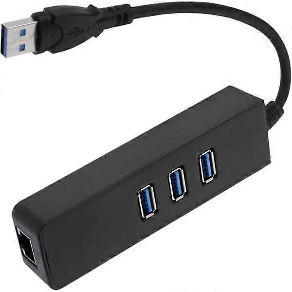 C Ethernet Adapter Hub 3-port 3.0 Hub with 1000mbps Ethernet Easy to Use Black