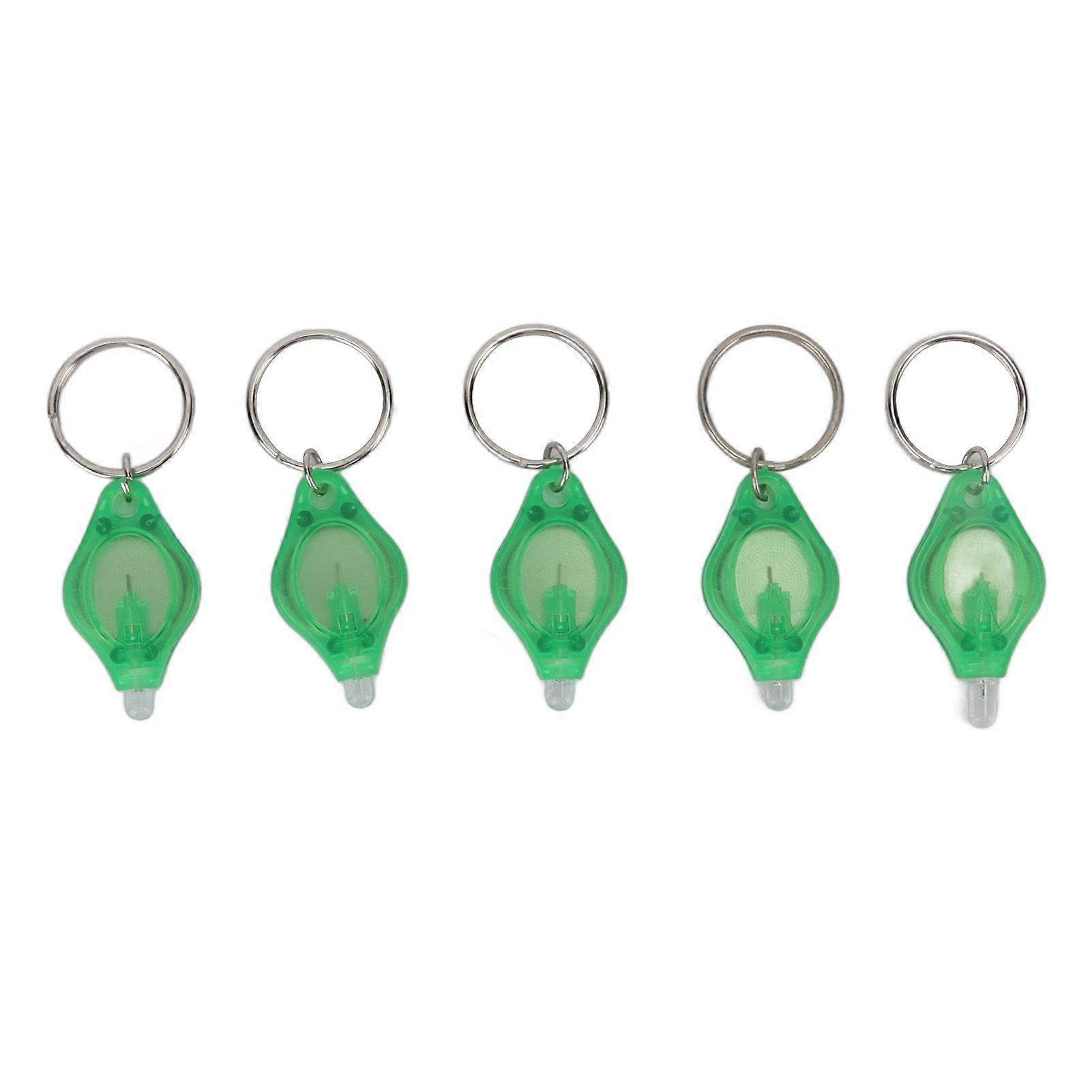 5PCS Mini LED Keychain Flashlight Portable Key Ring Flashlight for Jewelry Detecting Green Light
