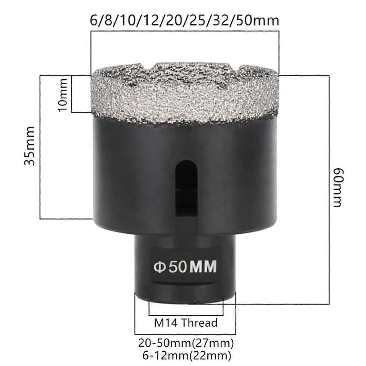 50mm Diamond Drill Bit Marble M14 Cutting Machine Drill Tile Stone Drill Bit Tool 1Pc Thread Brazing