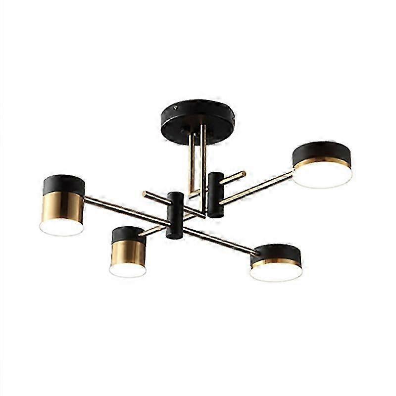 4 LED round tri-colour pendant lamp with black and gold iron branch...
