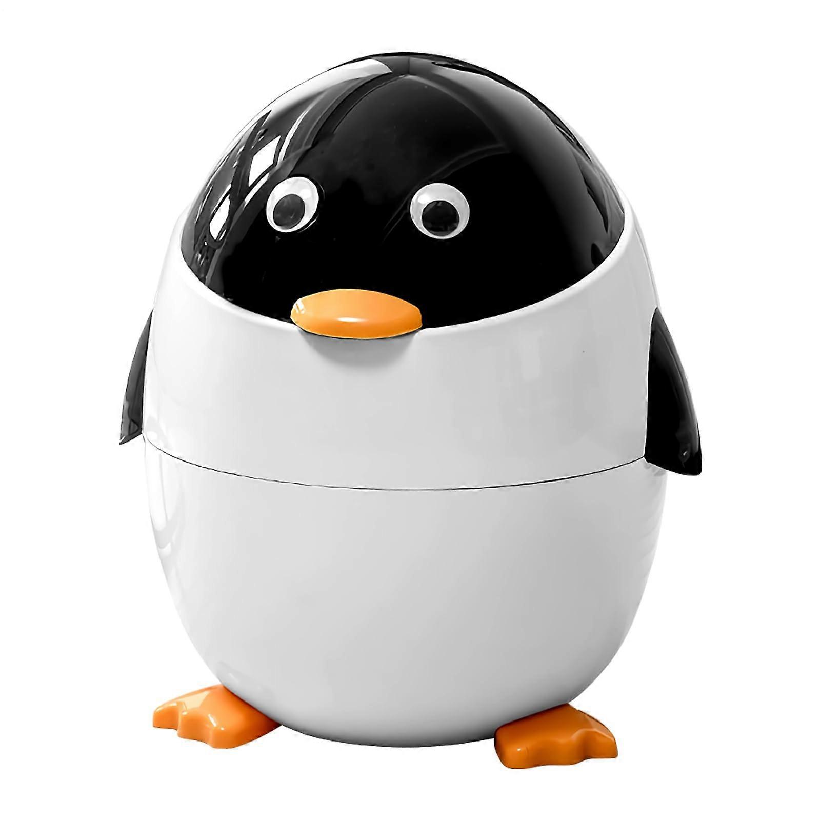 Trash Can With Lid Penguin Garbage Bin Penguin Shaped Waste Container For Home, Car, Kitchen, Tabletop Desk Organizer