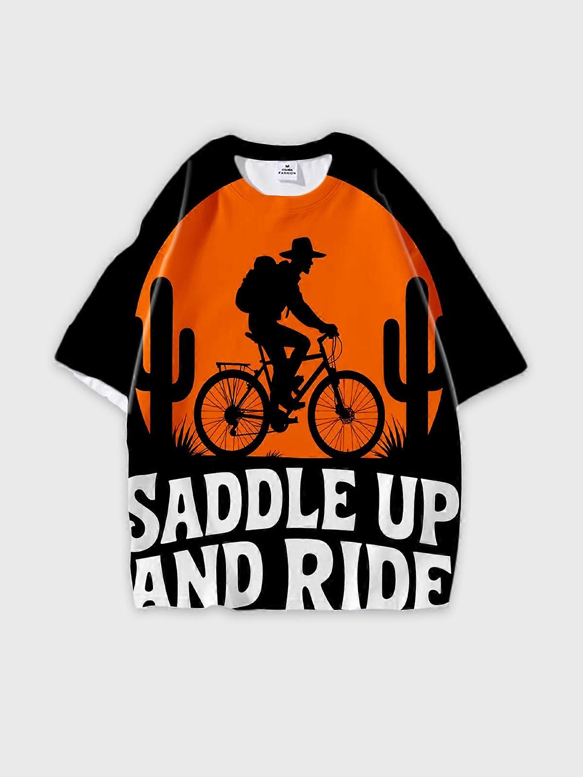 T-Shirt Round Neck, Loose Short Sleeve Pattern Graphic Tee, Unisex Summer Casual Top U2315