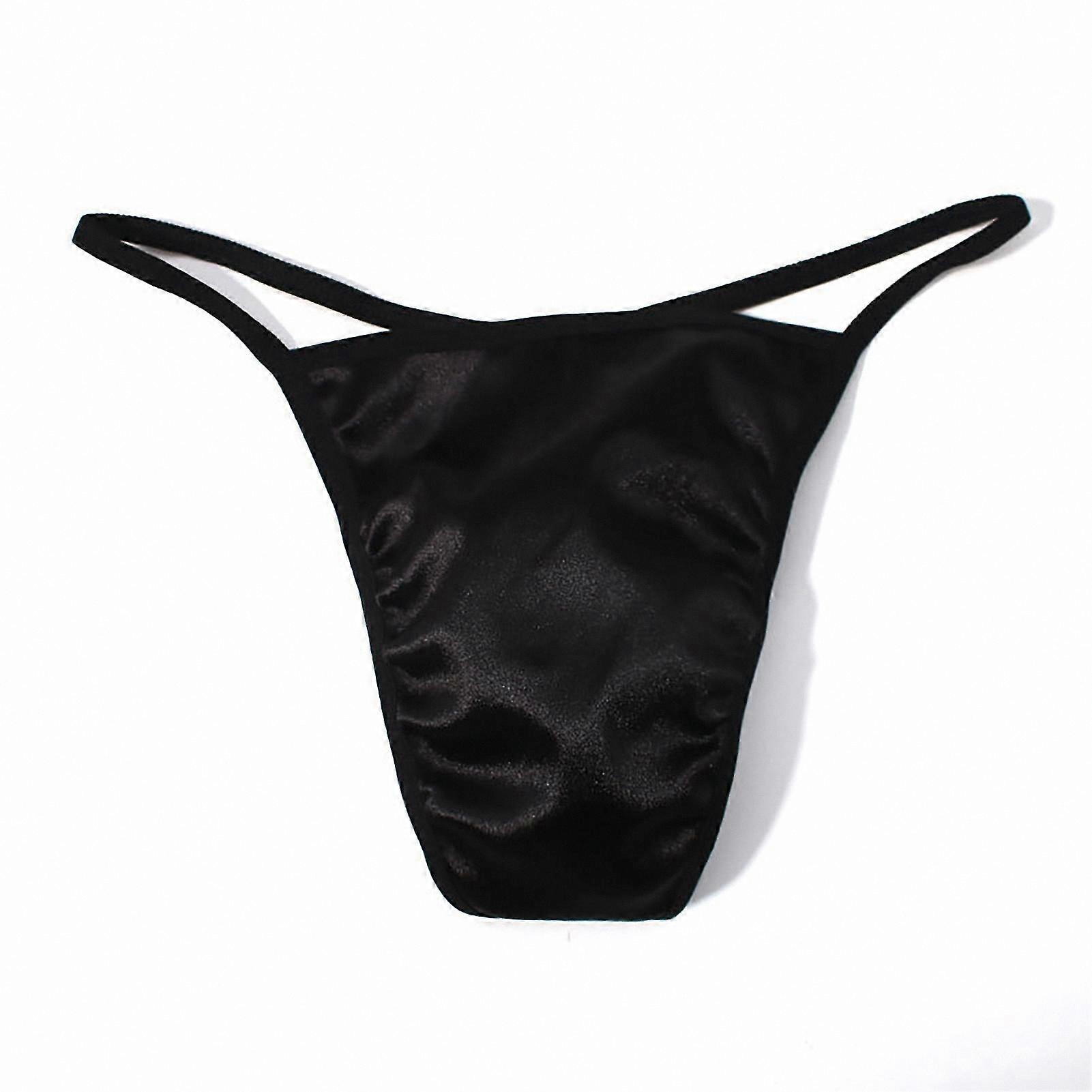 Men's Solid Color Low Rise Thong Underwear Open Hip G-String Innerwear