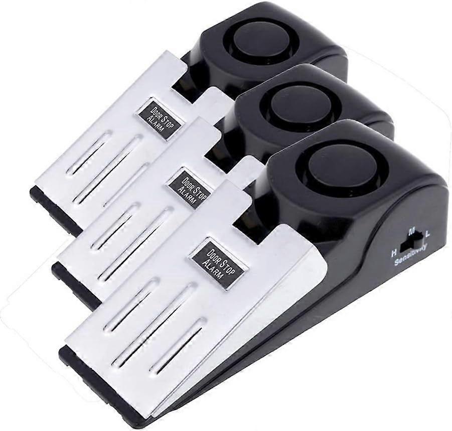 3-Pack Safety Wedge Door Stop Alarm Stopper Blocking Travel Home Security