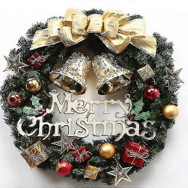 Christmas wreath, made of plastic and metal, with various elements to add festive atmosphere