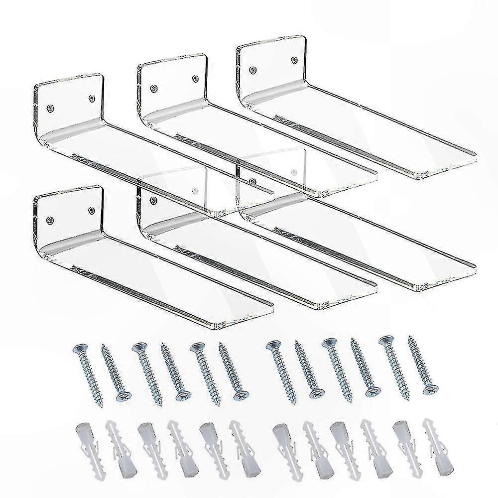 Clear Acrylic Shoe Display Stands for Collectibles Storage and Room Decoration 6-Pack Floating Shelves