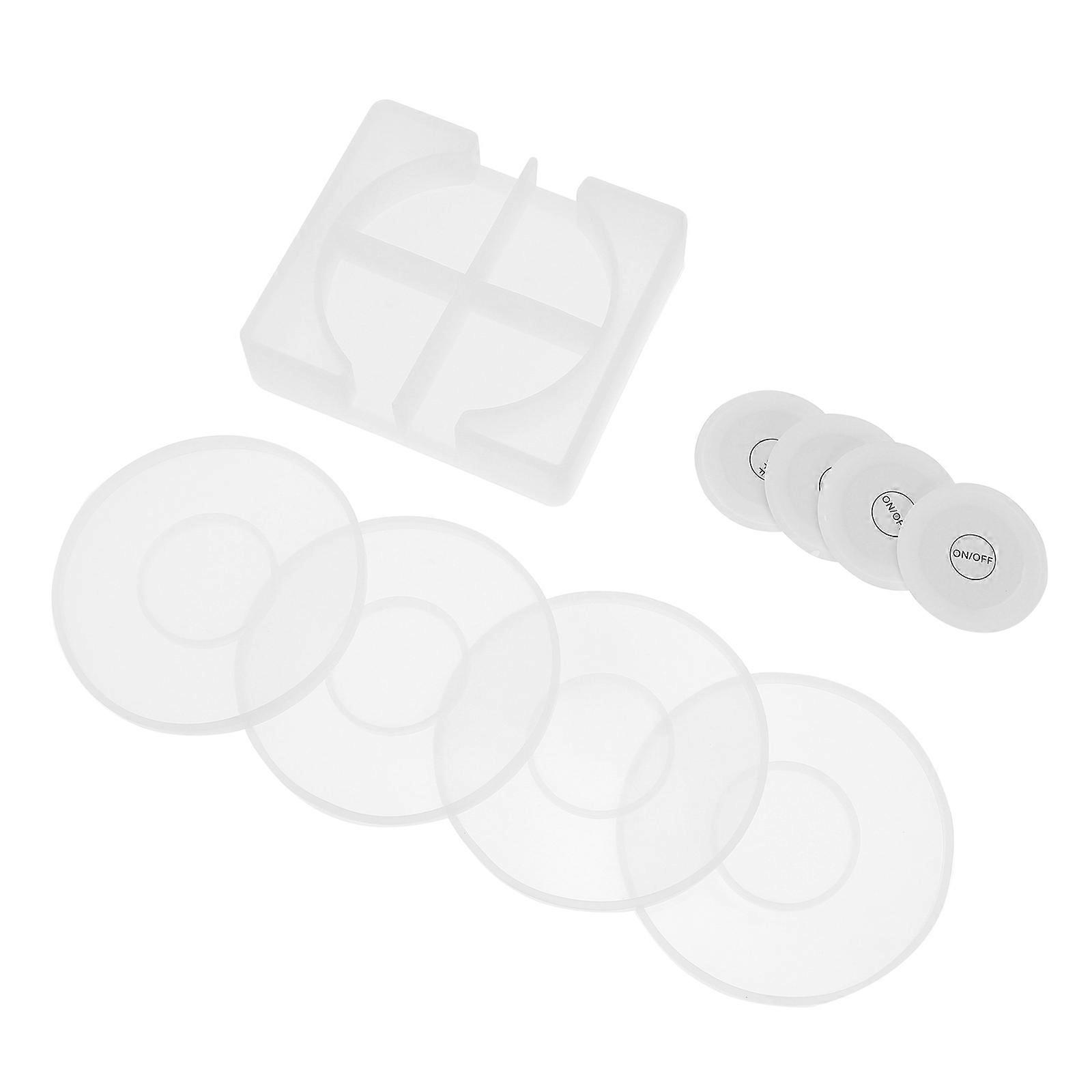 Coaster Mold Silicone for Casting Craft 1Set Luminous Cd Disc Mold with Stickers