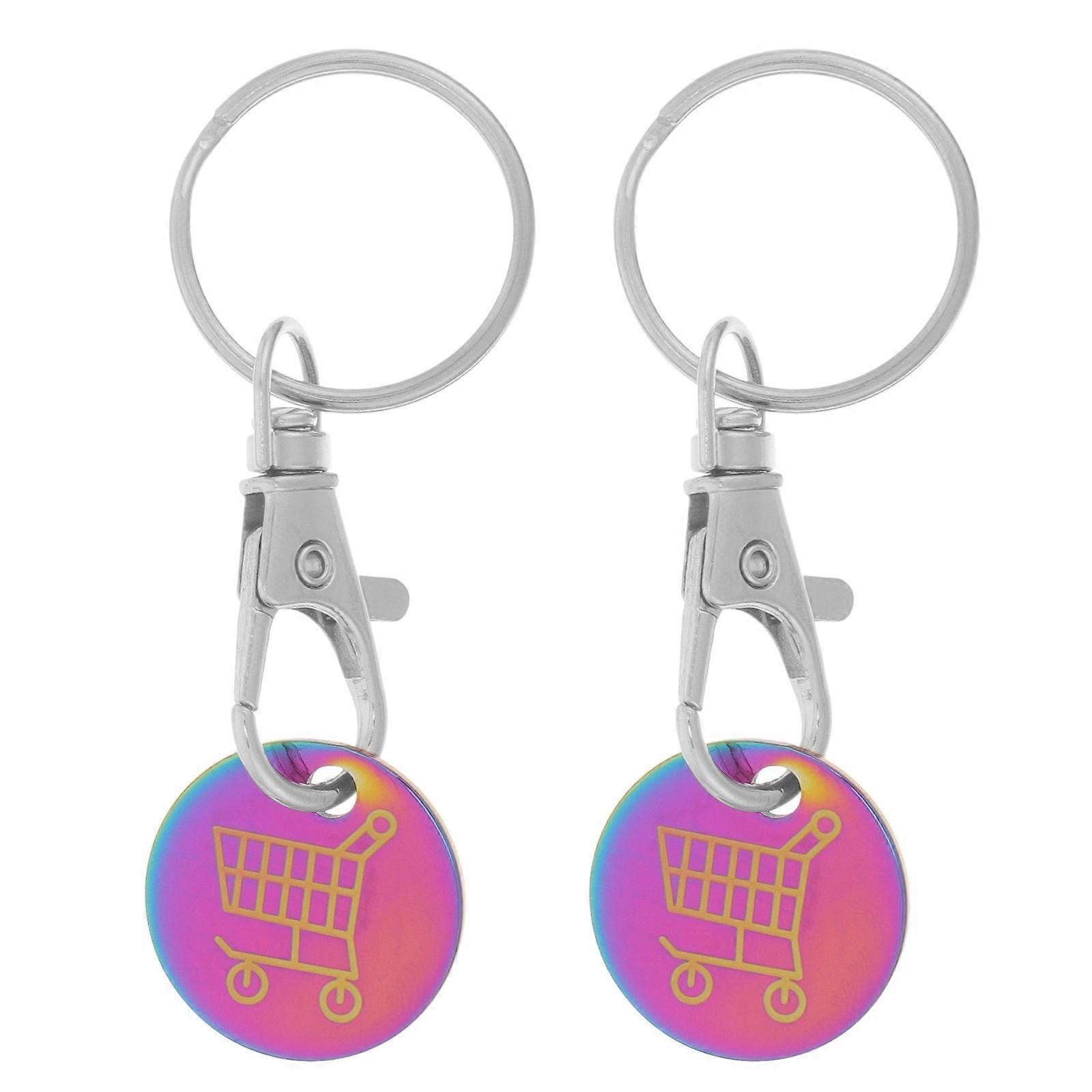 2pcs Trolley Token Métal Porte-clés Jeton Panier d’achat Jeton Suspendu Porte-clés Pendentif Porte-clés Ornement