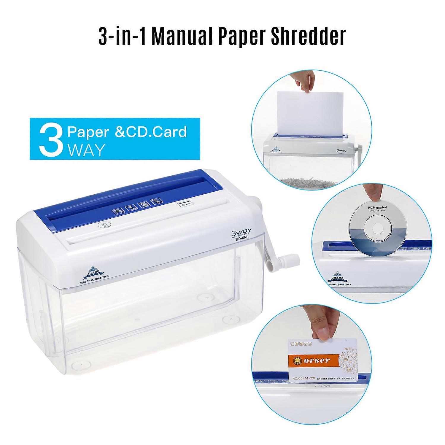 A4 Mini 3-in-1 Manual Paper Shredder for Home Office Use