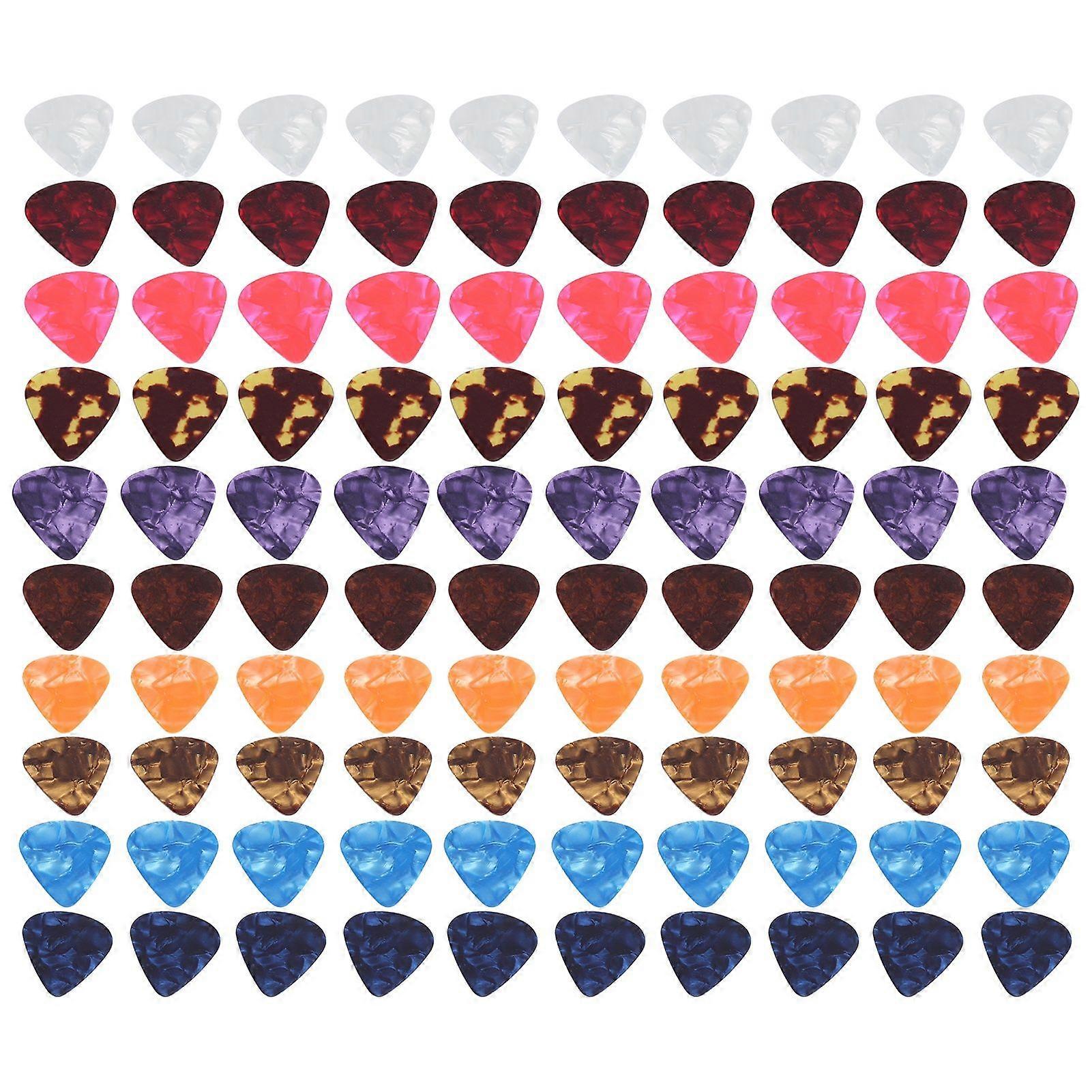 100Pcs Guitar Picks Colorful Celluloid Finger Protection Tool Stringed Instrument Supplies0.46mm
