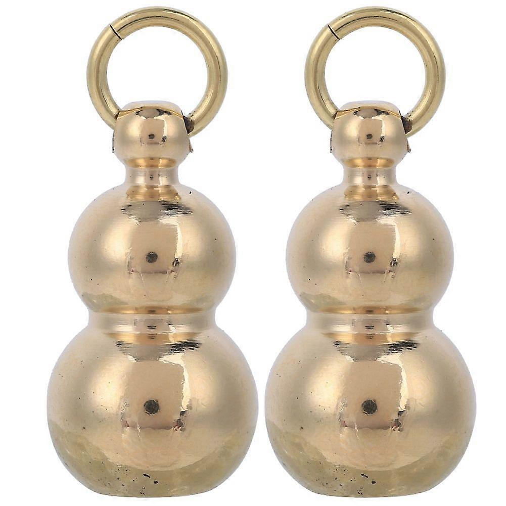 2Pcs/Set Solid Brass Keychain Gourd Pendant Large Size Exquisite Pure Handmade Pendants Decoration