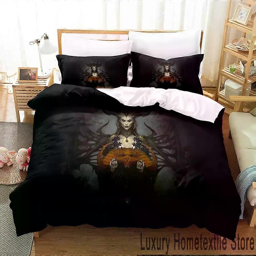 PIN1702 Druk 3D Diablo IV Zestaw pościeli do gry Poszwa na kołdrę Komplet pościeli Poszewka na kołdrę Poszewka na poduszkę Pokołdra król Queen Size Chłopcy Pościel dla dorosłych