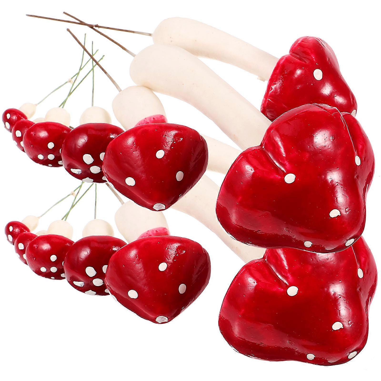 Miniature Mushroom Artificial Mushroom for DIY Crafts 66Pcs Red Foam Decor