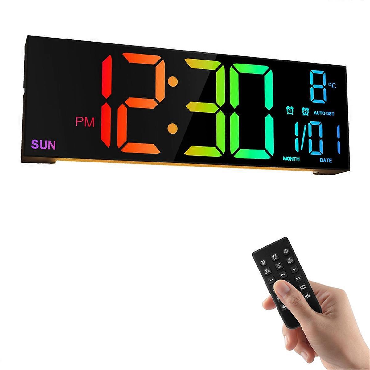 16.2in Large Digital Wall Clock with Remote Control, black