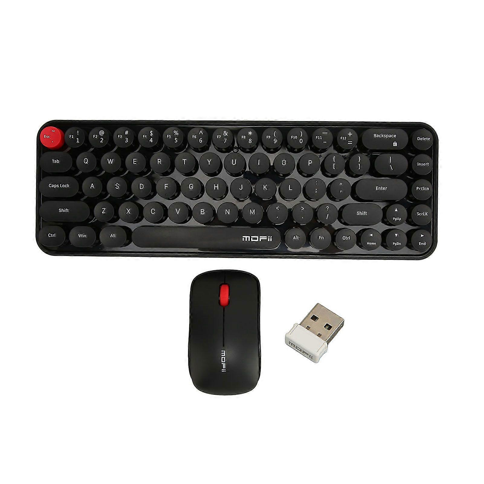 Wireless Keyboard Mouse Combo Mini Portable Retro Silent 2.4G Wireless 68 Keys Office Keyboard Mouse Set Black