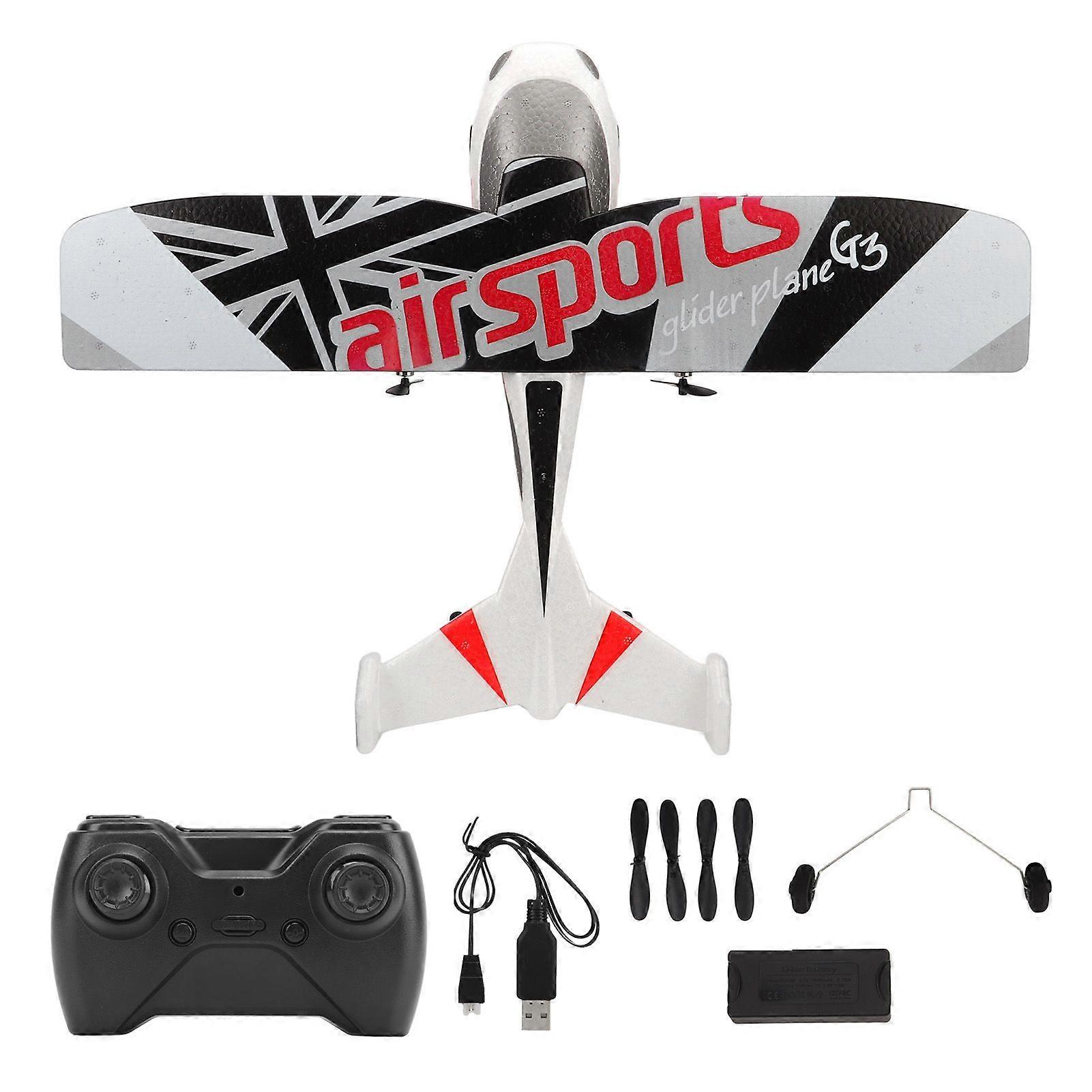RC Airplane 2.4Ghz EPP Plastic Remote Control Aircraft Glider with LED Light for Beginner Adult Kids Red Single Battery