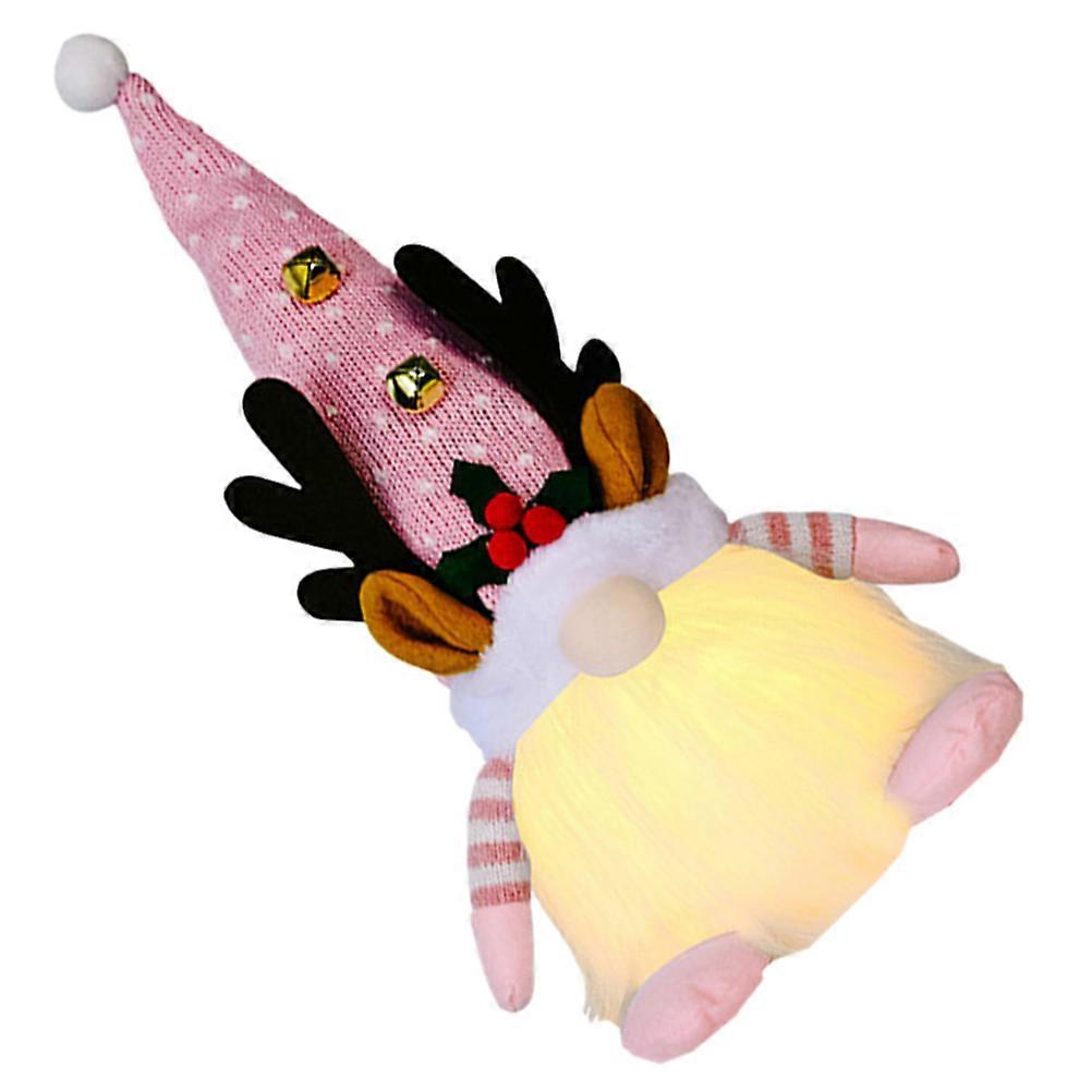 Glowing Faceless Doll Cloth Ornament for Decor 2Pcs Pink Xmas Dwarf
