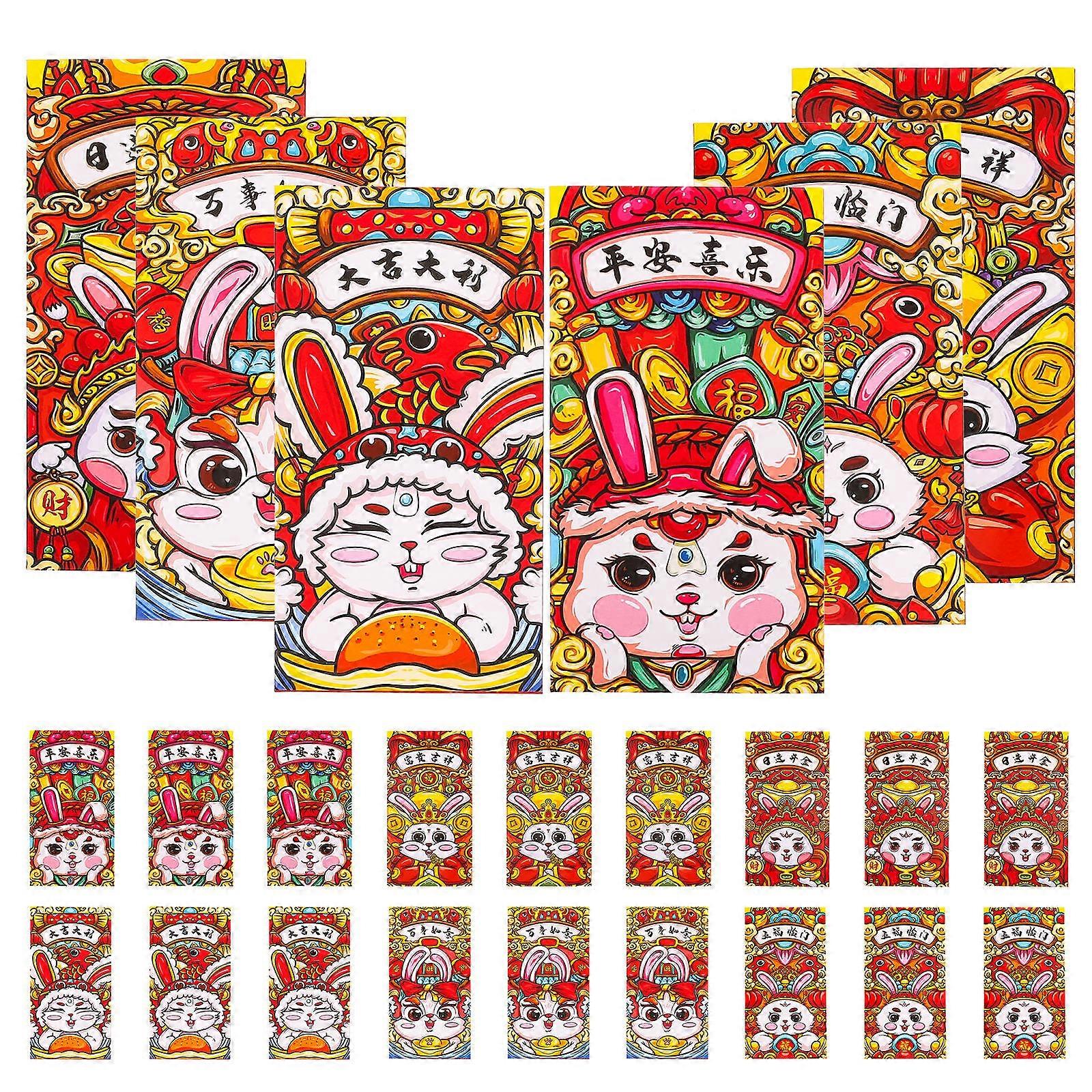 New Year Red Envelope Rabbit Year Red Packets for Home 36Pcs Paper Money Bags