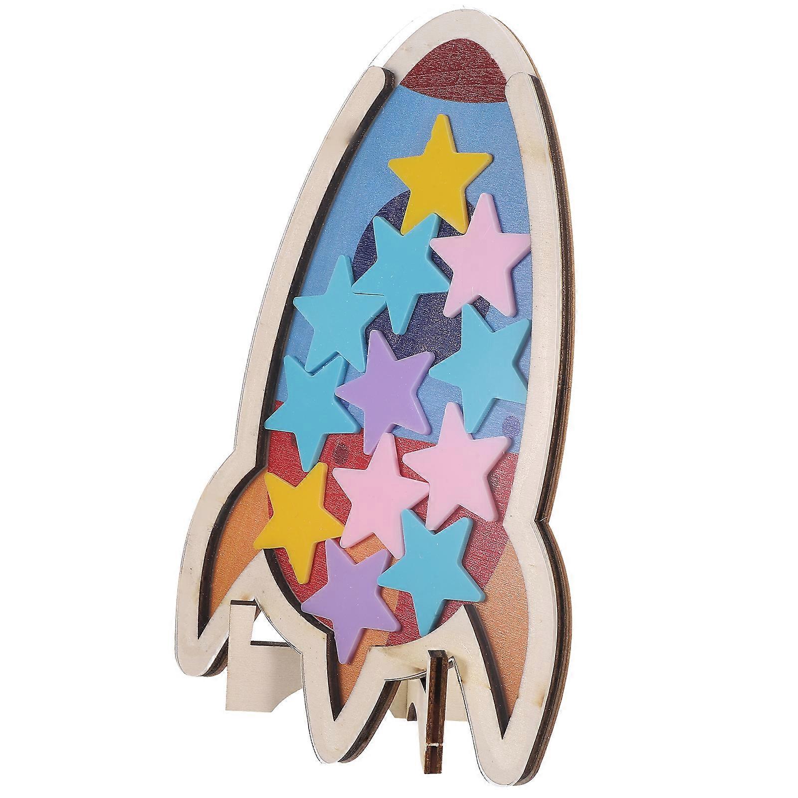 Wooden Star Reward Jar for Kids Toy Storage Home Use Decorative Jar in Multi Color 1Set