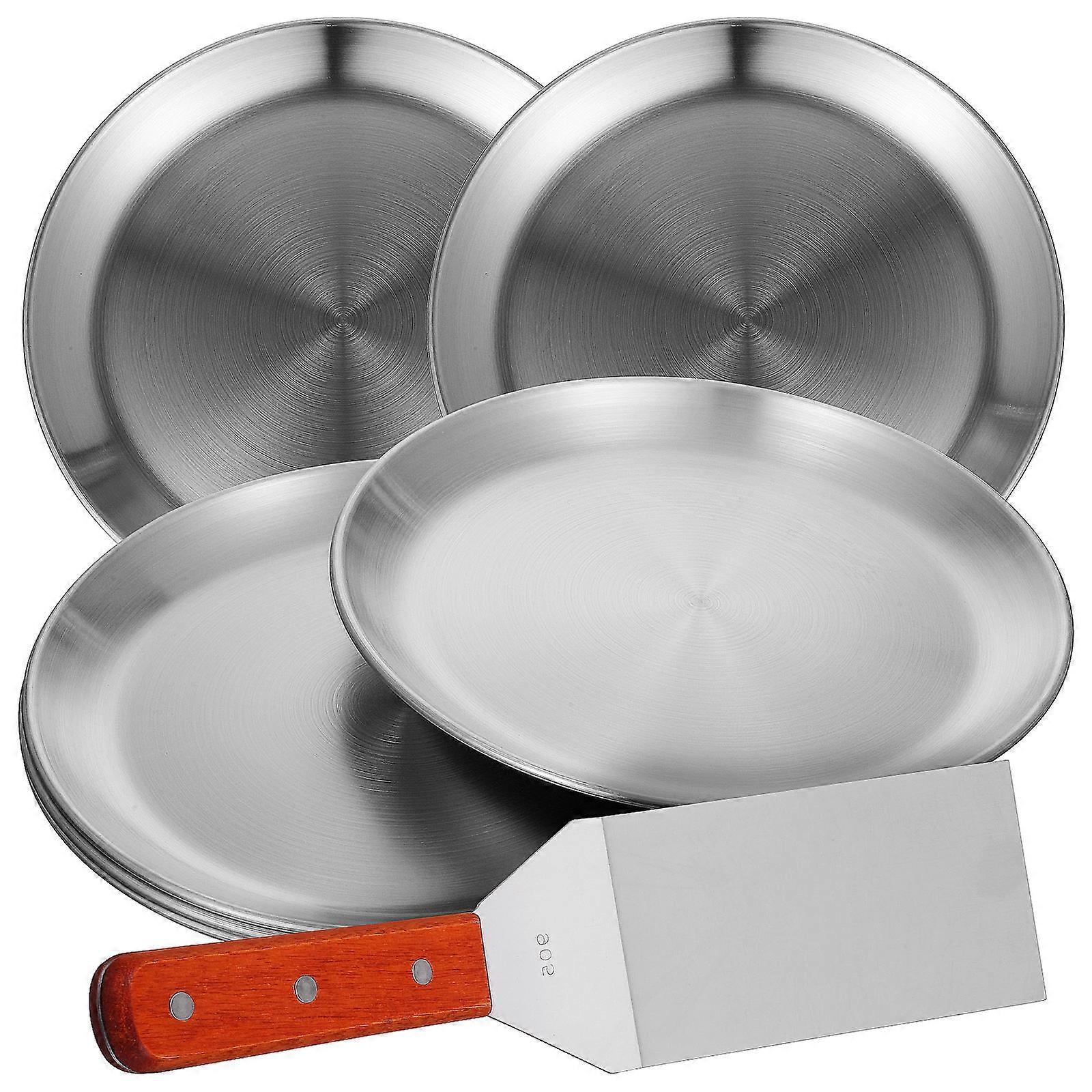 Stainless Steel Pizza Pans Set 6Pcs Round Pizza Trays Non-Stick Baking Trays Assorted Color for Home Use