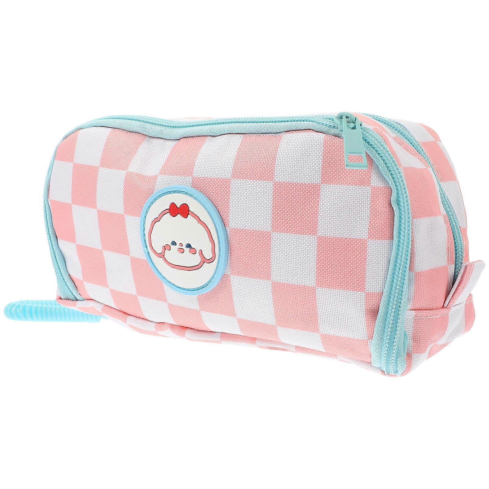3Pcs Decorative Stationery Bag Large Capacity Pen Bag For In School Office Daily Use Featuring Pink Rectangular Shape