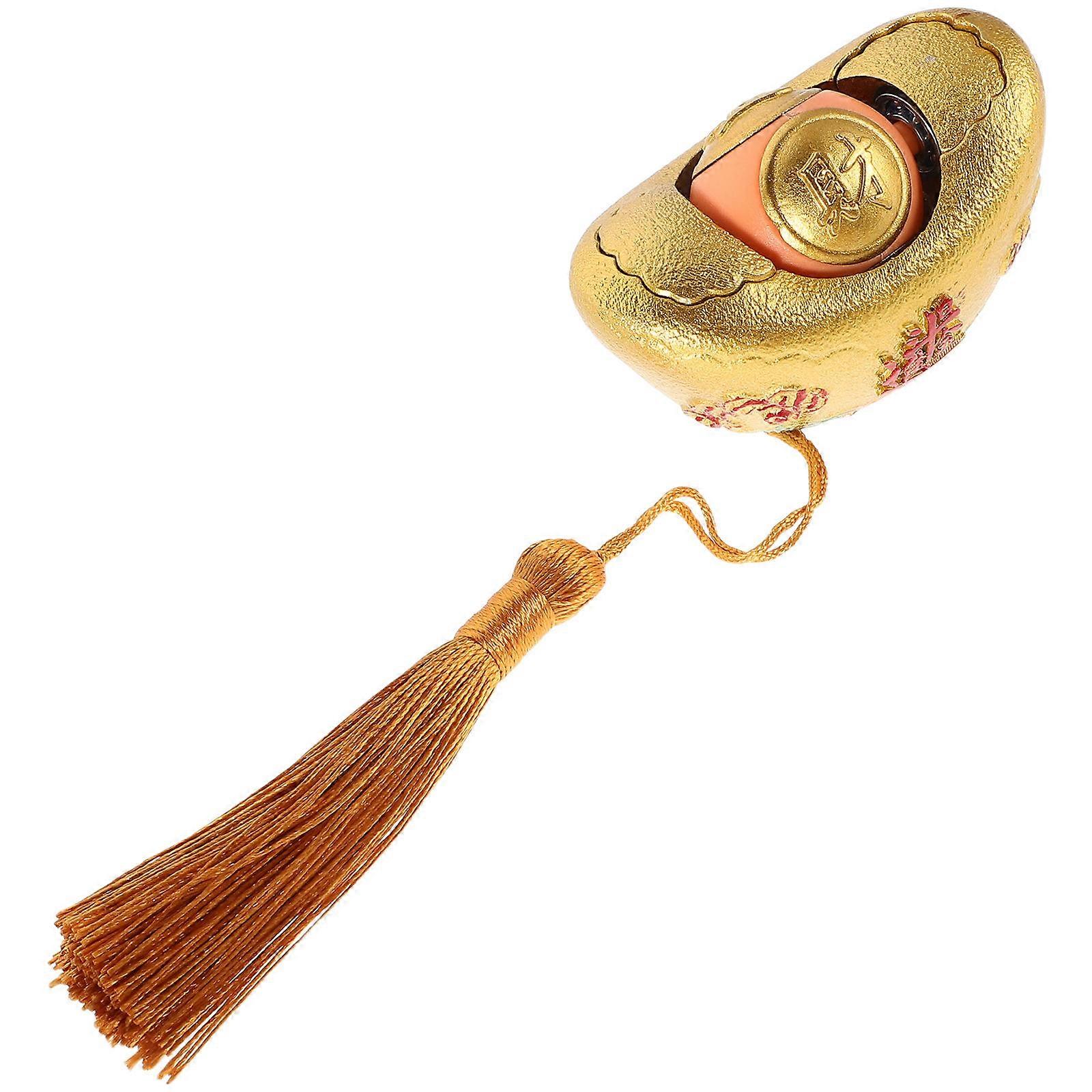 Traditional Modern 4Pcs Golden Wealth Ingot Statue Ornament Home Office Decor With Rotating Bead Interactive Design