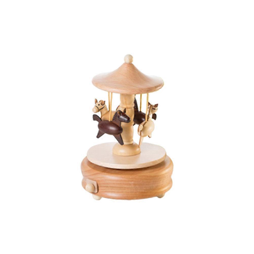 Fashion Music Box Wood Carousel Wind Up Clockwork 3Pcs Set