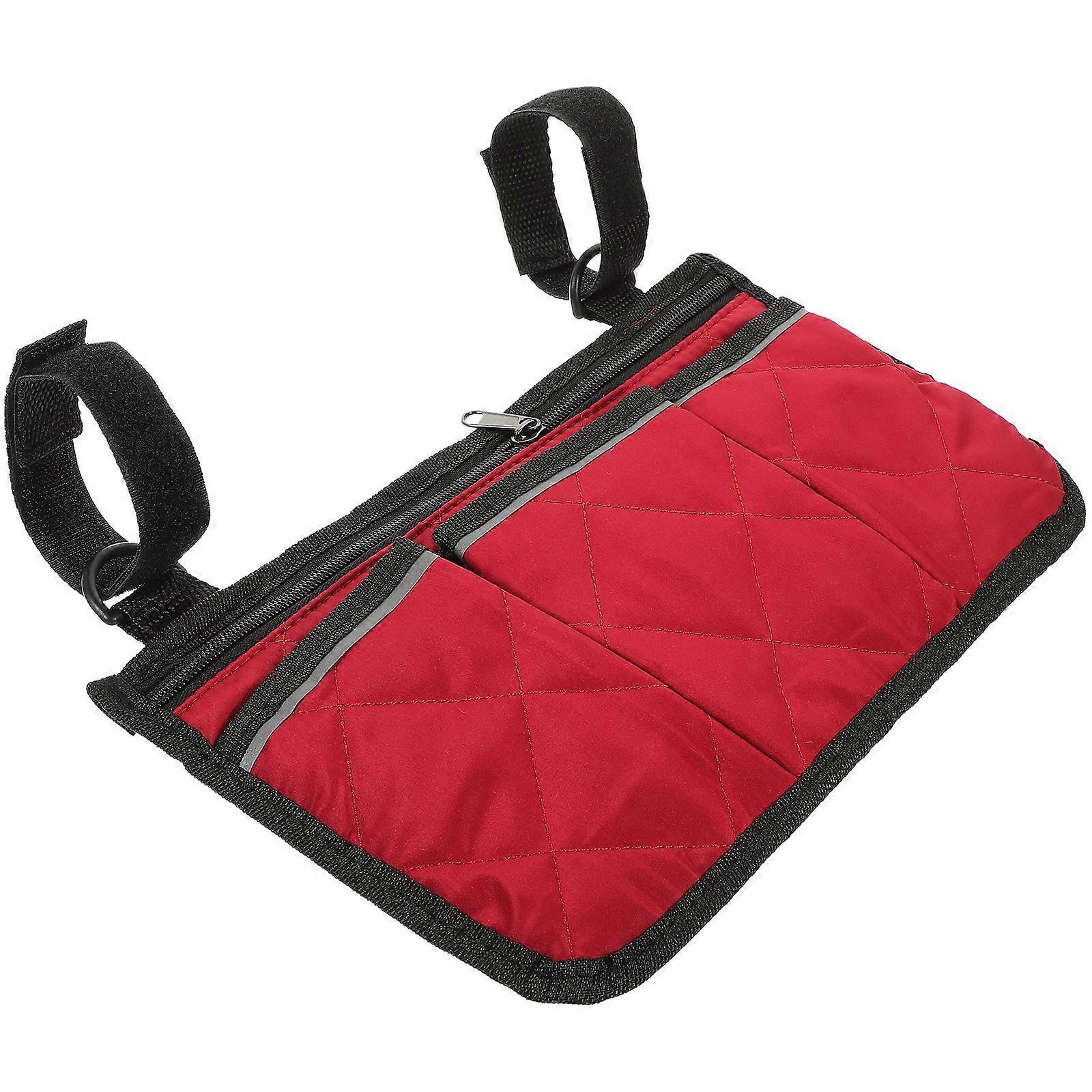 Wheelchair Bag Practical Armrest Storage Bag for Wheelchair 3Pcs Set Red