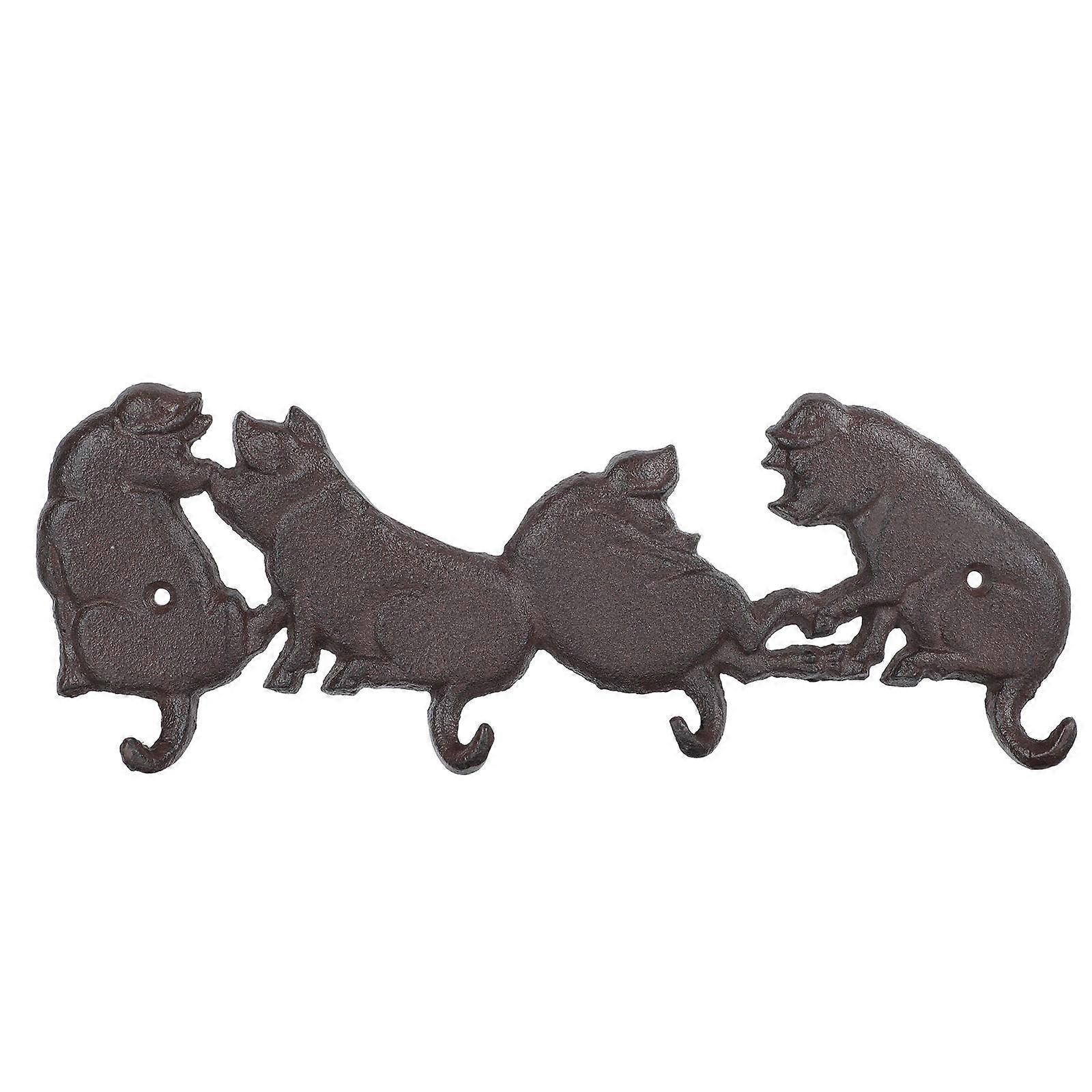 Iron Wall Mounted Hook Creative Pig Wall Mounted Hook Set 3Pcs for Home