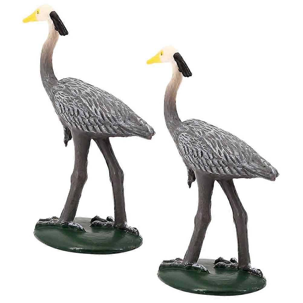Simulation Crane Statue Grey Color Decorative Ornament 8Pcs