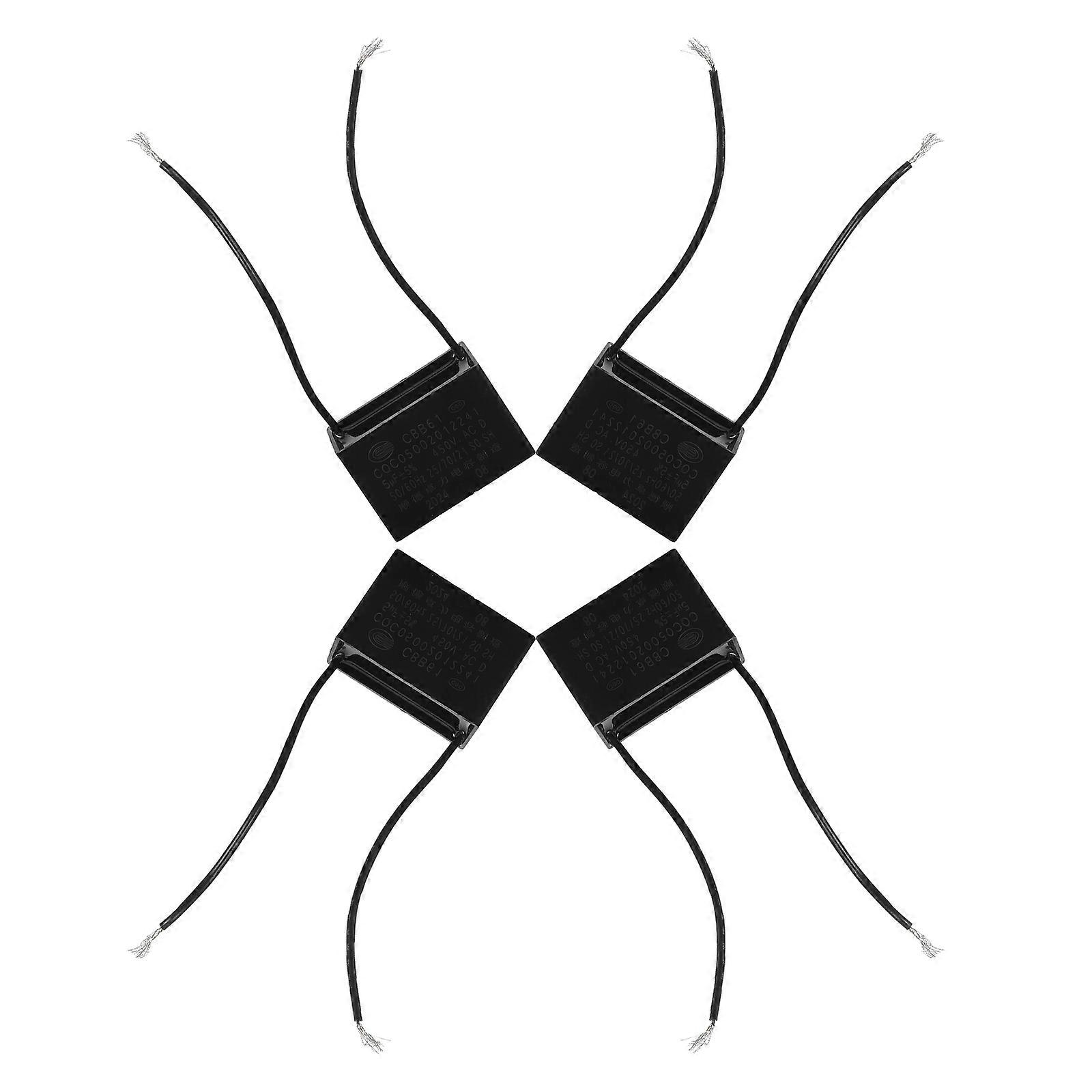 Range Hood Motor Capacitor 4Pcs Black 5 Microfarad Capacitor ABS for Home Use