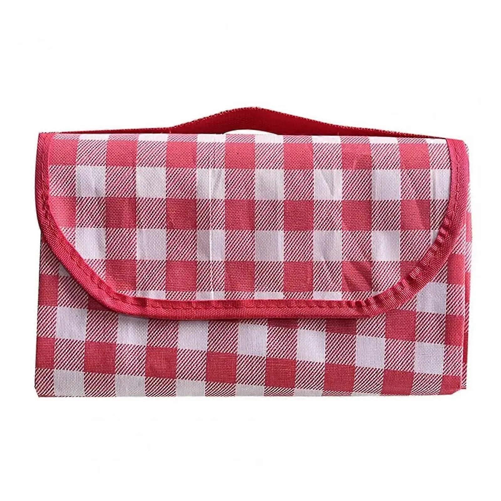 Portable Picnic Blanket Waterproof MoistureProof 150x200cm Red Plaid Rectangle Foldable Camping Mat Outdoor