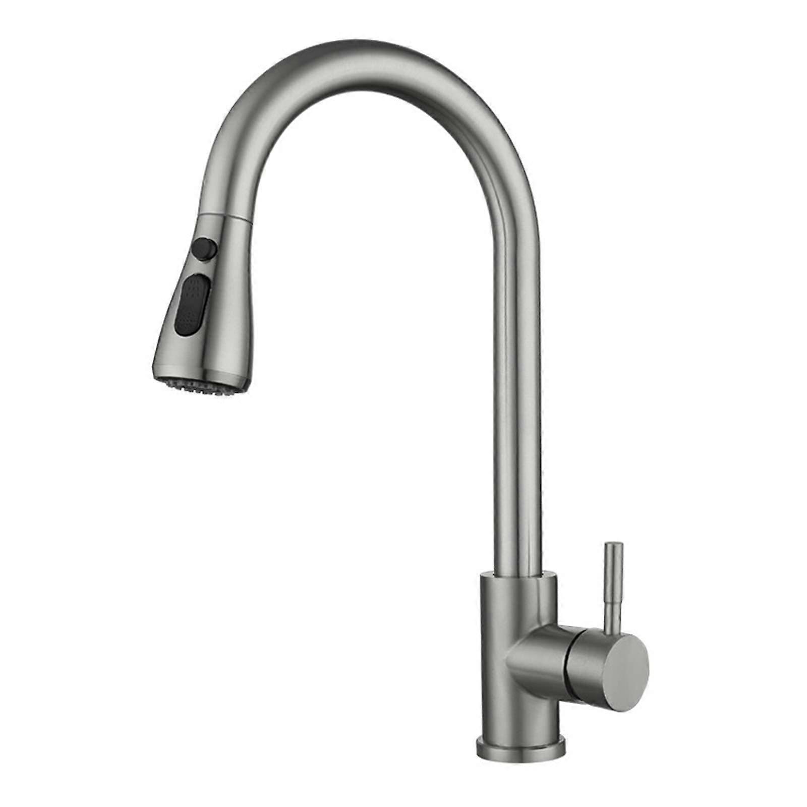 Smart Touch Sensor Kitchen Faucet PullDown Sprayer, 304 Stainless Steel, Hot Cold, 2 Flow Modes, Black Brushed Silver