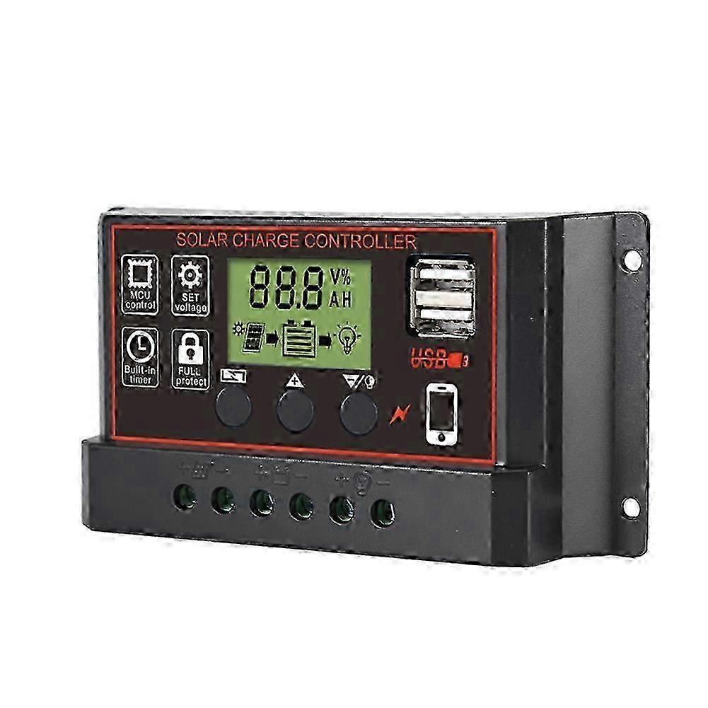 25-26 10-30A Solar Panel Regulator Battery Charge Controller LCD Auto Dual B 12V/24V