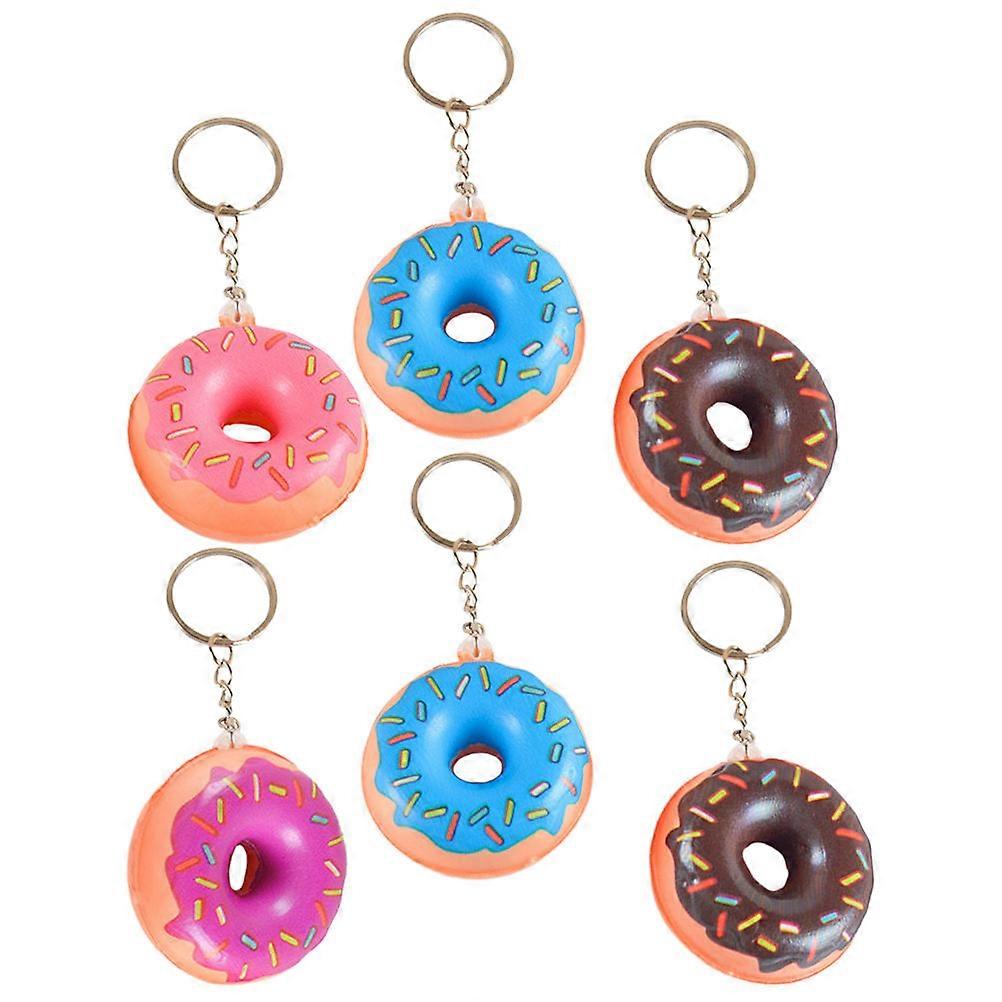 Sweet Donut Keychain Pendant for Decor 6Pcs Cartoon Doughnut Hanging Charm