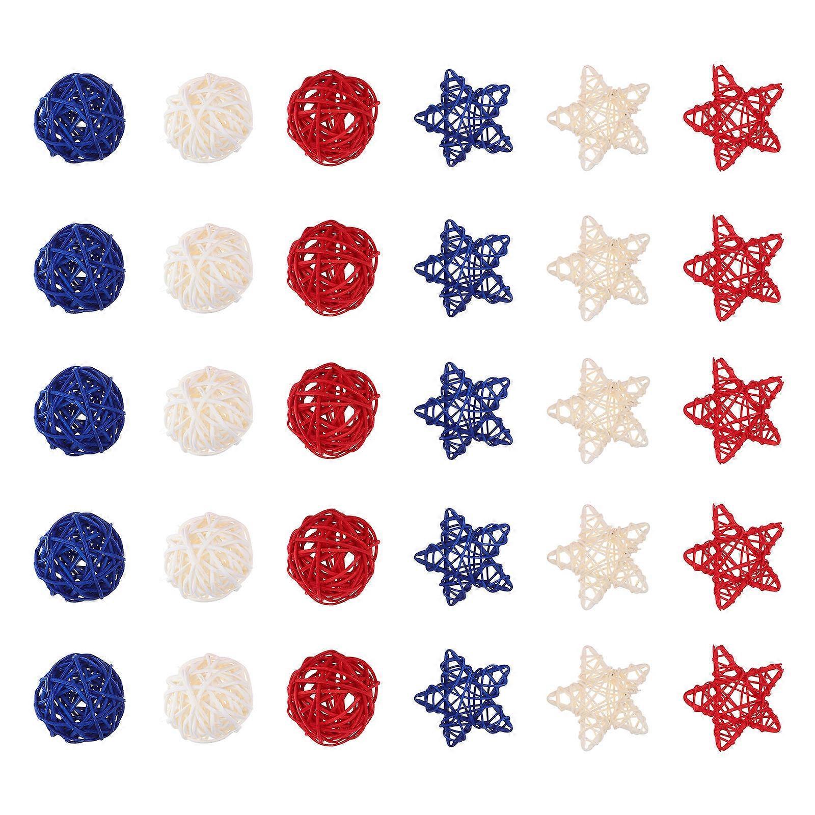 Independence Day Rattan Balls Patriotic Spheres for Decor 60Pcs Assorted Color