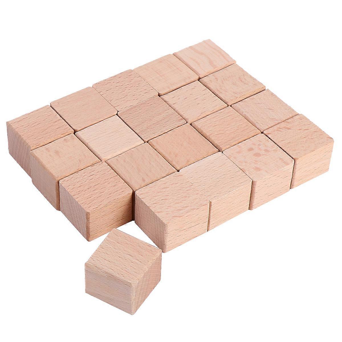 40 Pcs DIY Stamps Light Brown Wooden Blocks for Scrapbooking Suitable for Children Shape Rounded Corners Craft Decoration